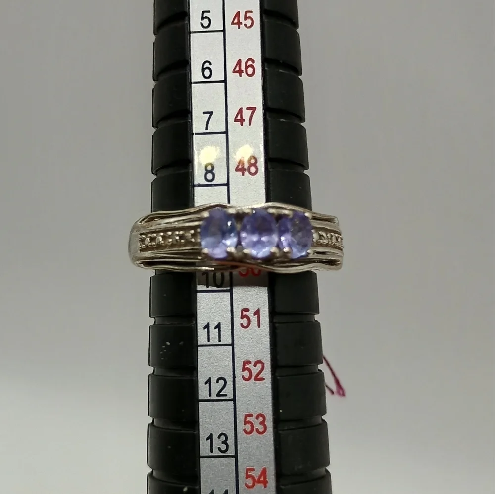 Sterling Silver and Purple Gemstone Stone Ring